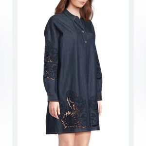 Johnny Was Katella Denim Mini Shirt Dress